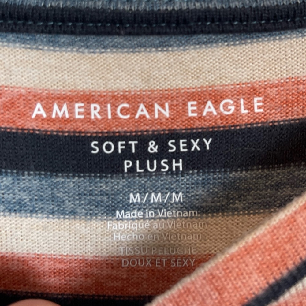 🥑5/$25 American Eagle Soft & Sexy Plush Striped Long Sleeve Top M - Picture 4 of 5